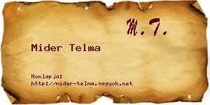 Mider Telma névjegykártya